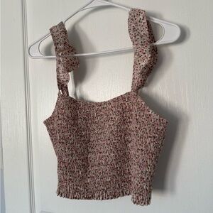 Elegant Floral Ruffle Strap Top